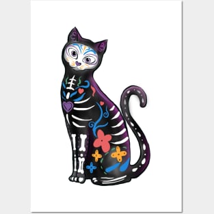 Mexican Skull Cat Posters and Art